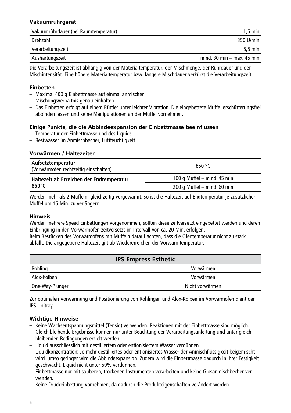 Ivoclar Vivadent IPS Empress Esthetic Speed User Manual | Page 6 / 48