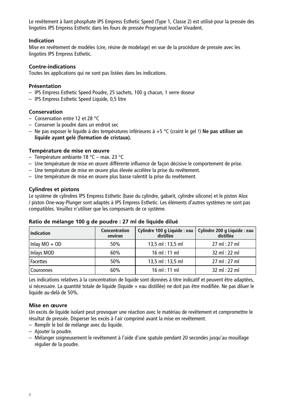Ivoclar Vivadent IPS Empress Esthetic Speed User Manual | Page 8 / 48