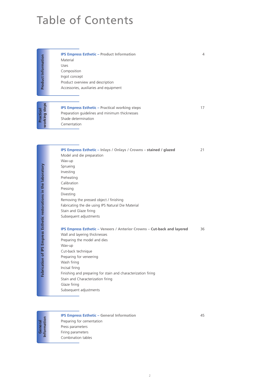 Ivoclar Vivadent IPS Empress Esthetic User Manual | Page 2 / 52
