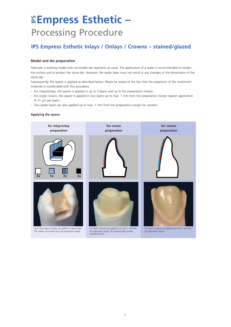 Empress esthetic, Processing procedure, Ip s | Ivoclar Vivadent IPS Empress Esthetic User Manual | Page 21 / 52