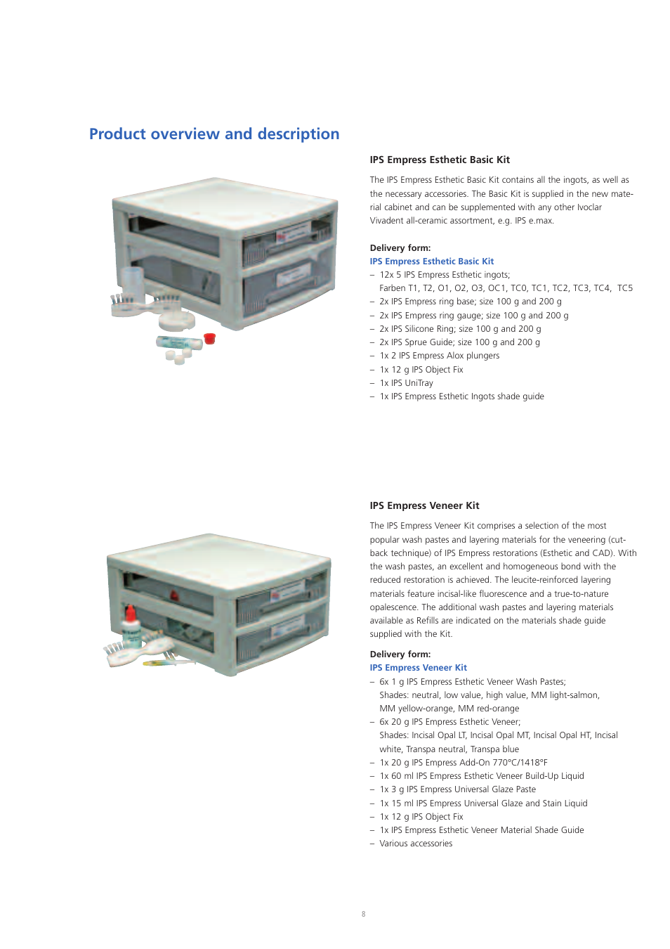 Product overview and description | Ivoclar Vivadent IPS Empress Esthetic User Manual | Page 8 / 52