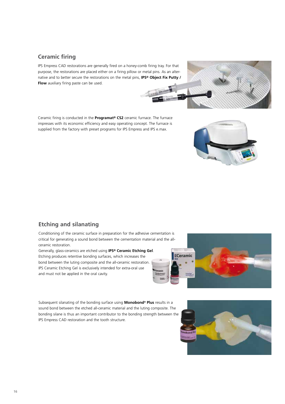 Etching and silanating, Ceramic firing | Ivoclar Vivadent PS Empress CAD Chairside User Manual | Page 16 / 40