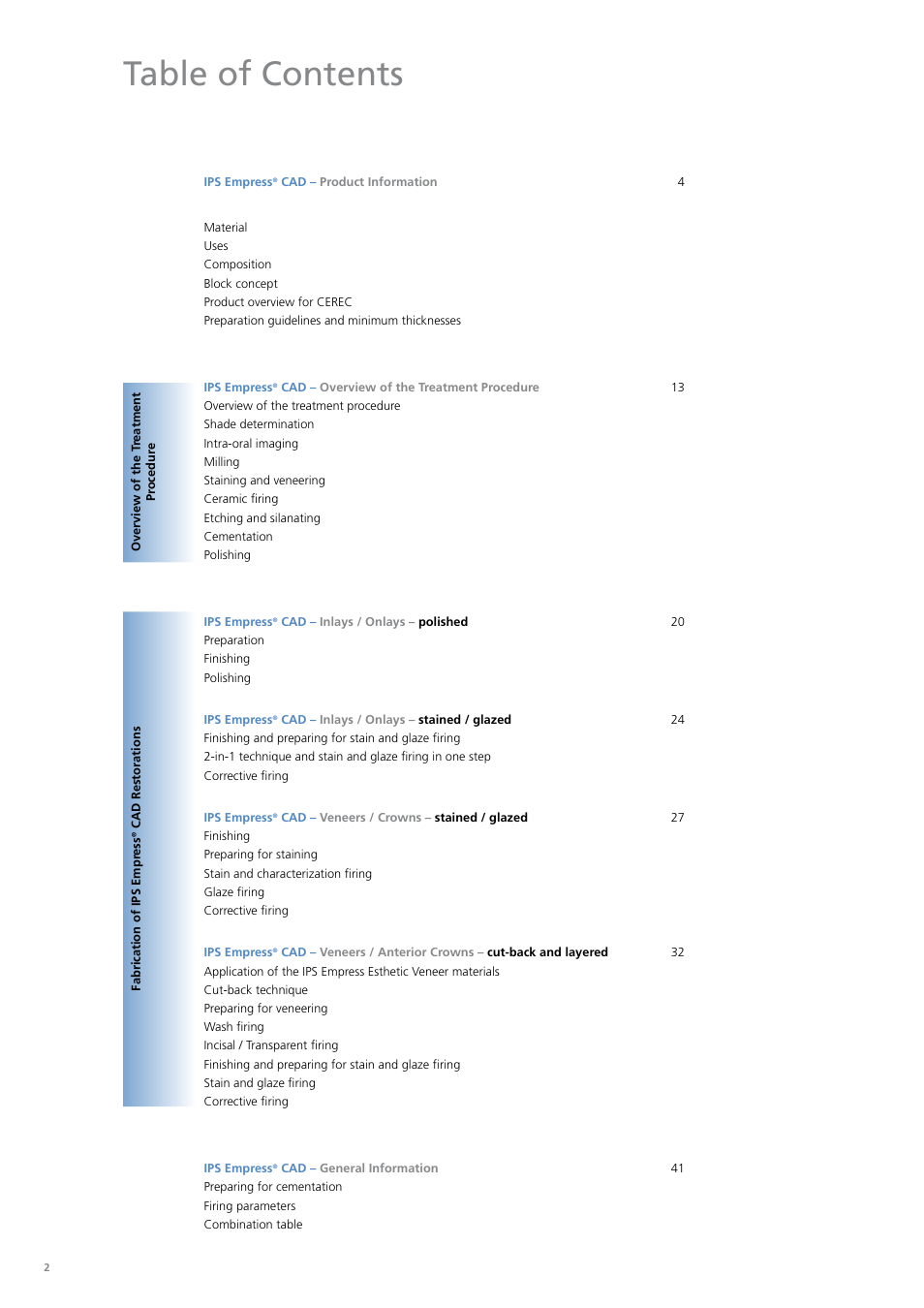 Ivoclar Vivadent PS Empress CAD Chairside User Manual | Page 2 / 40