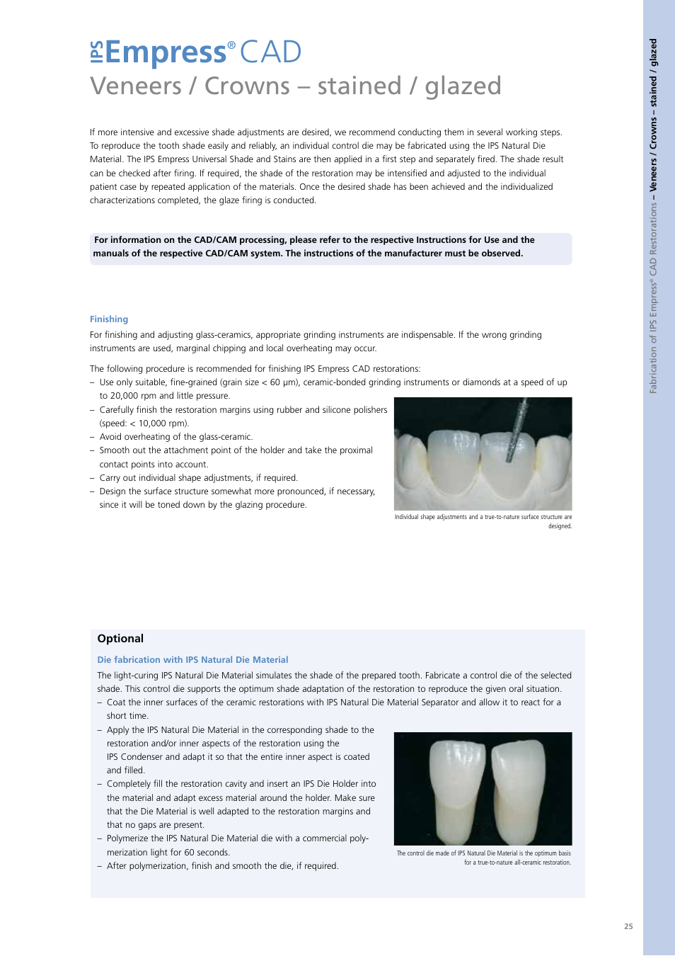 Empress, Veneers / crowns – stained / glazed | Ivoclar Vivadent PS Empress CAD Chairside User Manual | Page 25 / 40