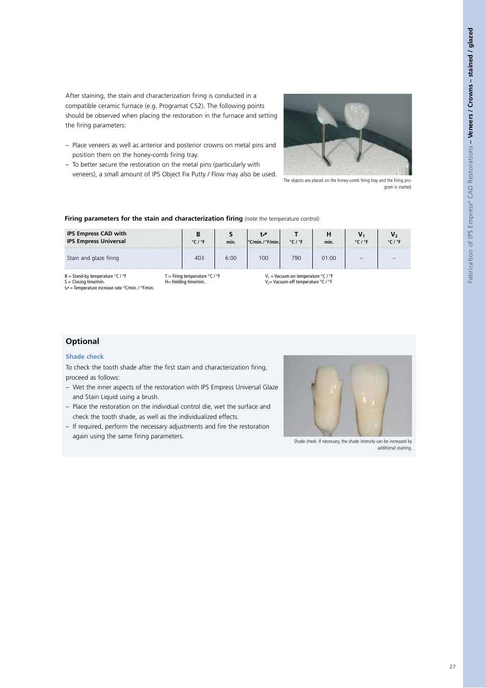 Optional | Ivoclar Vivadent PS Empress CAD Chairside User Manual | Page 27 / 40