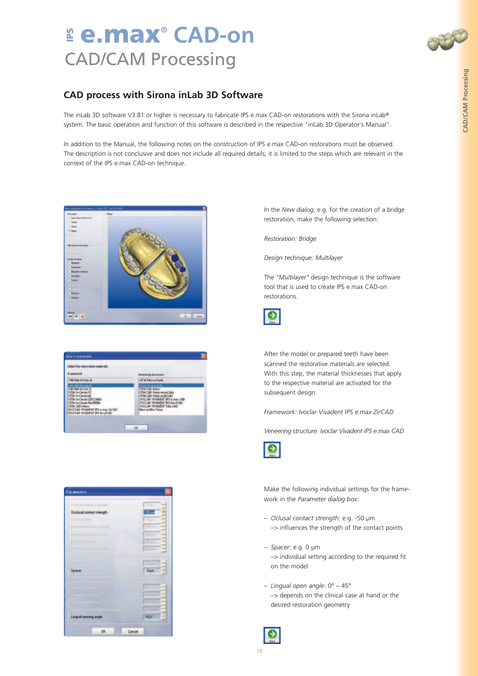 E.max, Cad-on, Cad/cam processing | Ivoclar Vivadent IPS e.max CAD-on User Manual | Page 19 / 52