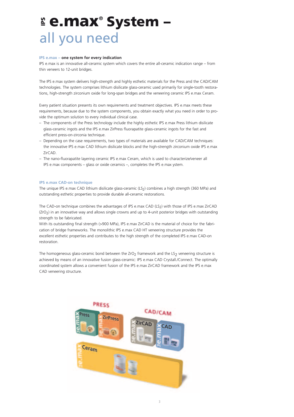 E.max, System – all you need | Ivoclar Vivadent IPS e.max CAD-on User Manual | Page 3 / 52