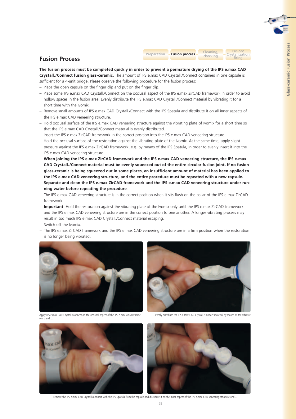 Fusion process | Ivoclar Vivadent IPS e.max CAD-on User Manual | Page 33 / 52