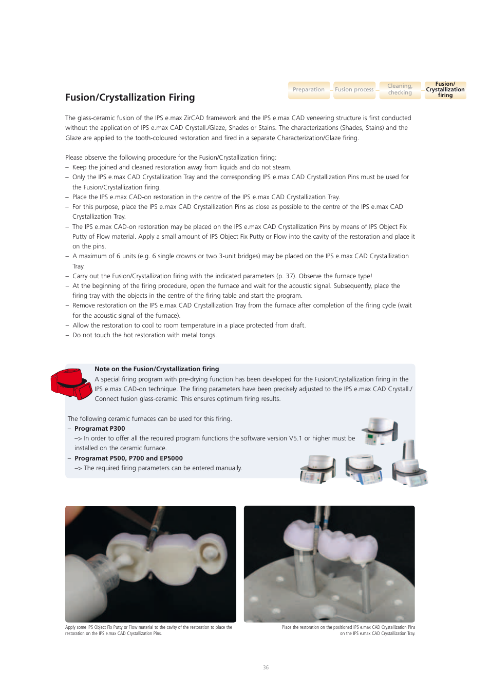 Fusion/crystallization firing | Ivoclar Vivadent IPS e.max CAD-on User Manual | Page 36 / 52