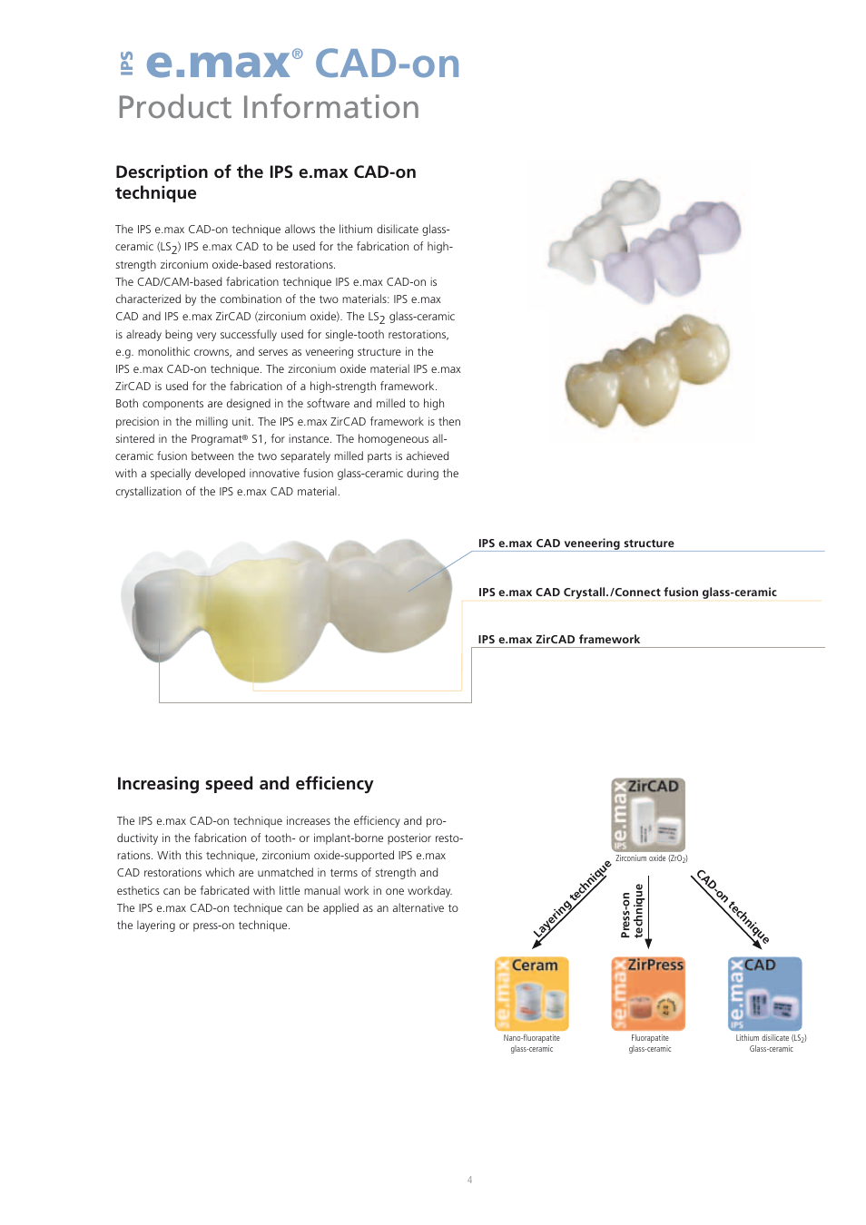 E.max, Cad-on, Product information | Ivoclar Vivadent IPS e.max CAD-on User Manual | Page 4 / 52