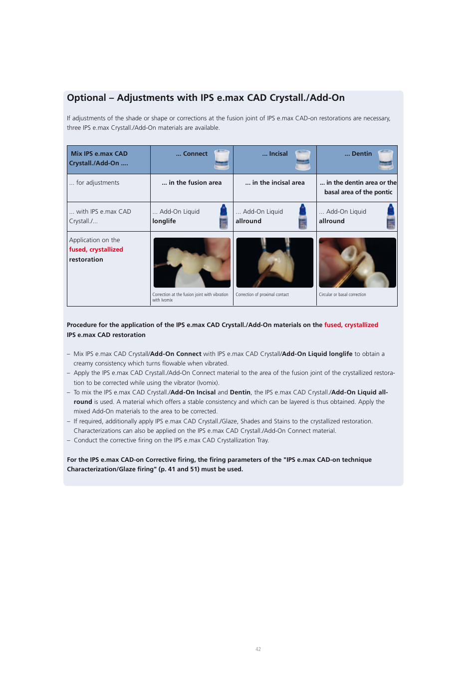 Ivoclar Vivadent IPS e.max CAD-on User Manual | Page 42 / 52