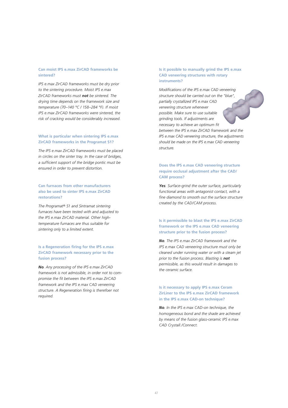 Ivoclar Vivadent IPS e.max CAD-on User Manual | Page 47 / 52