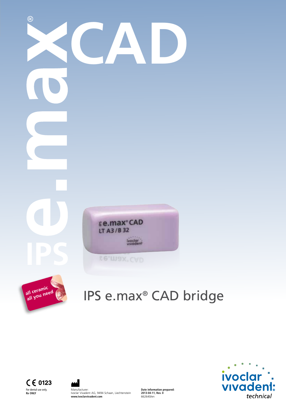 Ivoclar Vivadent IPS e.max CAD Flow Chart 3-unit bridge User Manual | 6 pages