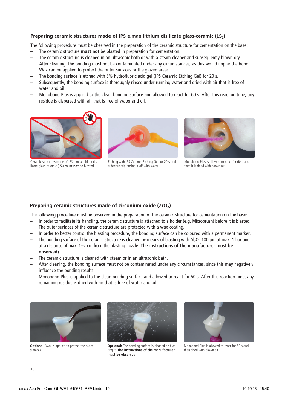 Ivoclar Vivadent IPS e.max Abutment Solutions Cem Kit User Manual | Page 10 / 80