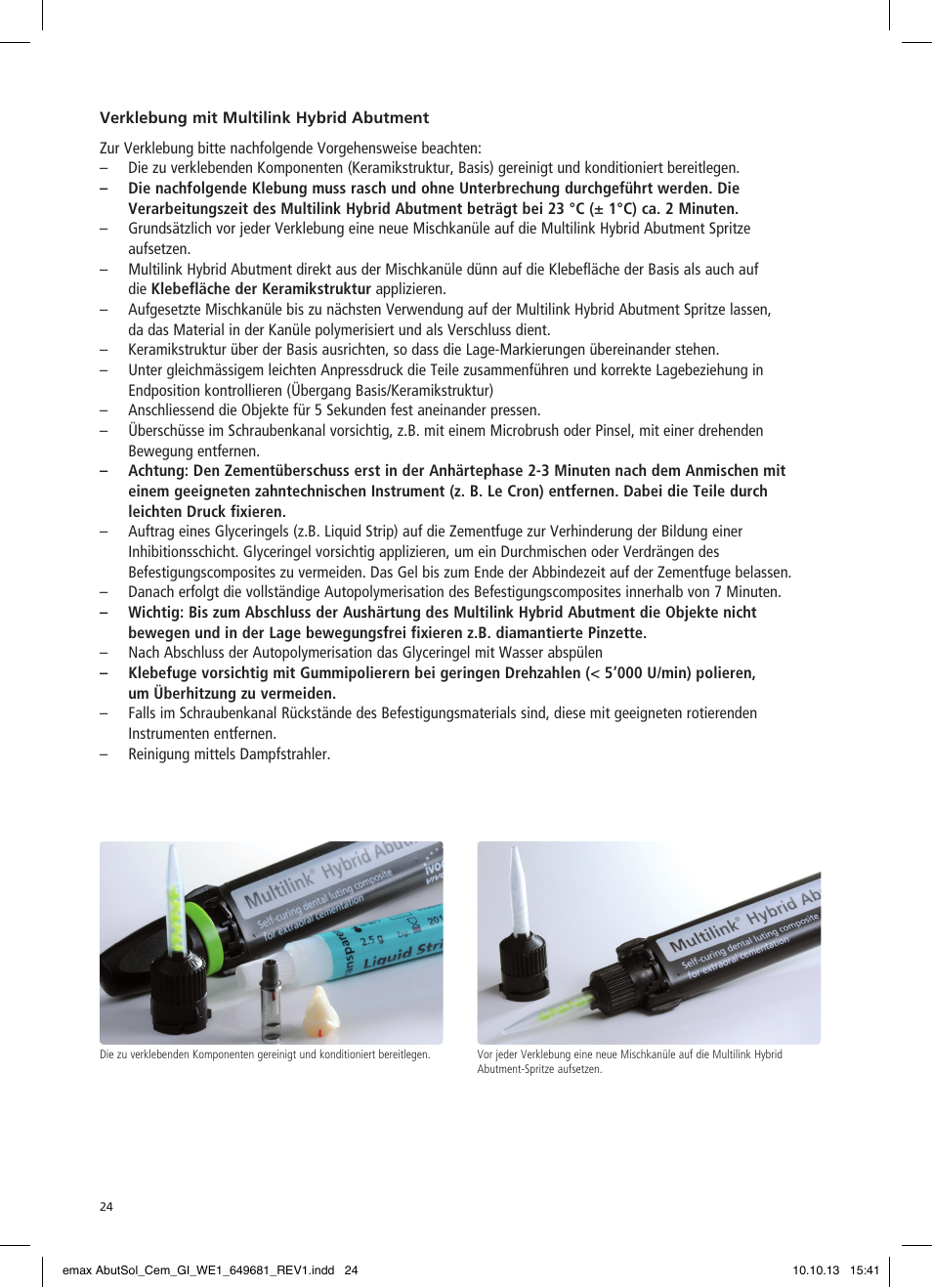 Ivoclar Vivadent IPS e.max Abutment Solutions Cem Kit User Manual | Page 24 / 80