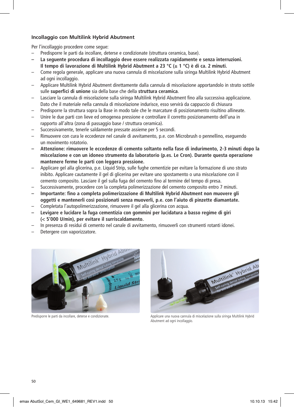 Ivoclar Vivadent IPS e.max Abutment Solutions Cem Kit User Manual | Page 50 / 80