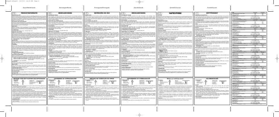 Productinformatie, Bruksanvisning, Instruções de uso | Brugsanvisning, Greek, Käyttöohjeet, ª¤ıô‰ô˜ (-ôè) ùôôı¤ùëûë˜ ·áˆáòó, Valumenetelmä, Udformning af støbekanalen, Método de confecção do sprue | Ivoclar Vivadent IPS d.SIGN 91 User Manual | Page 2 / 2