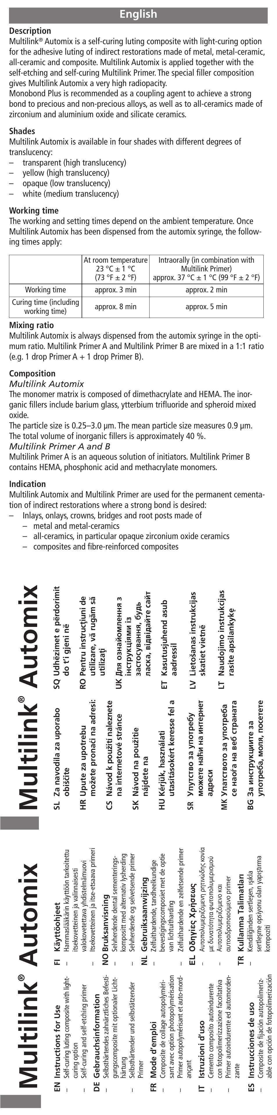 Ivoclar Vivadent Multilink Automix User Manual | 48 pages