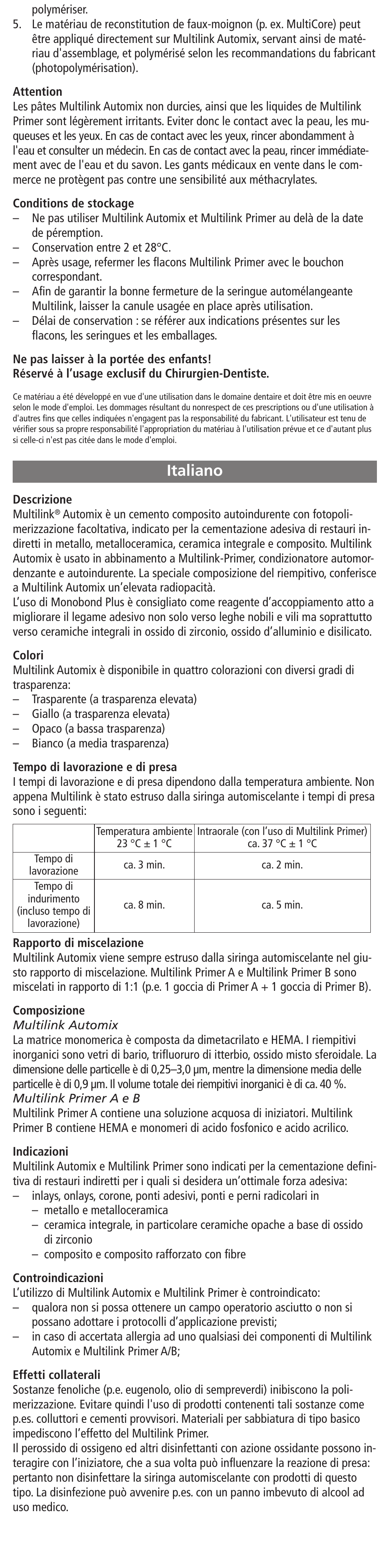 Italiano | Ivoclar Vivadent Multilink Automix User Manual | Page 10 / 48
