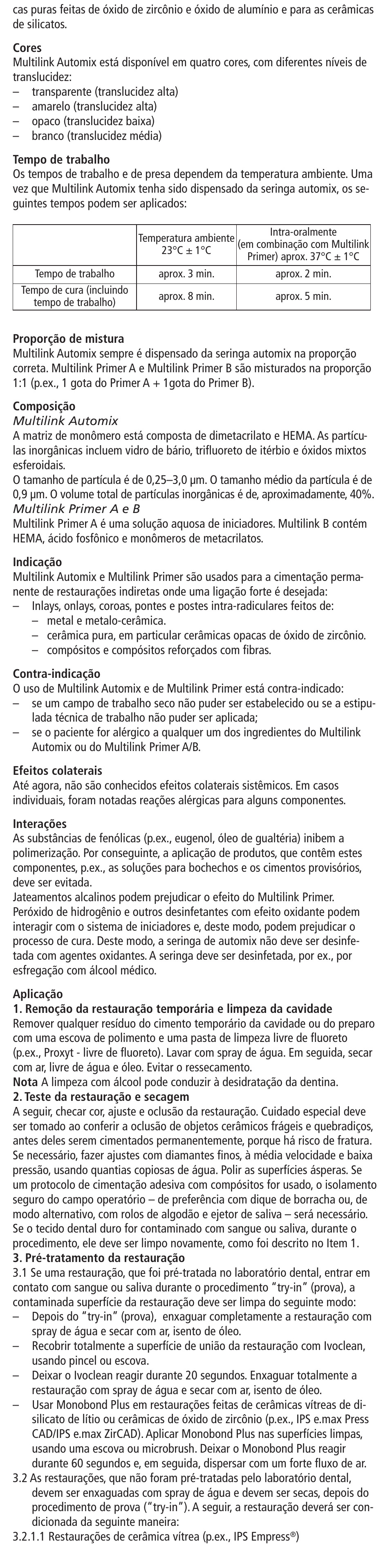 Português | Ivoclar Vivadent Multilink Automix User Manual | Page 16 / 48