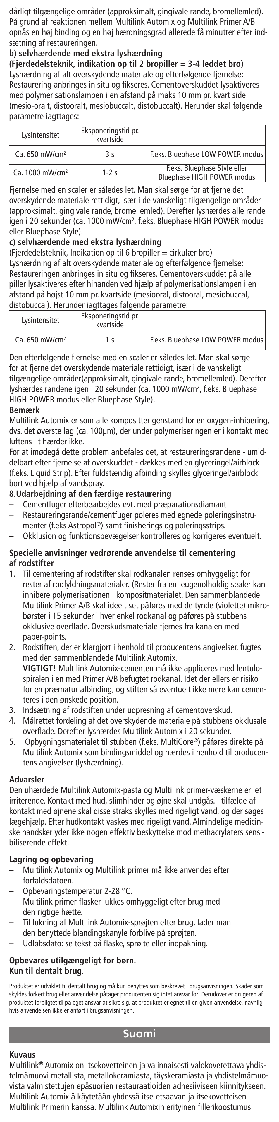 Suomi | Ivoclar Vivadent Multilink Automix User Manual | Page 23 / 48