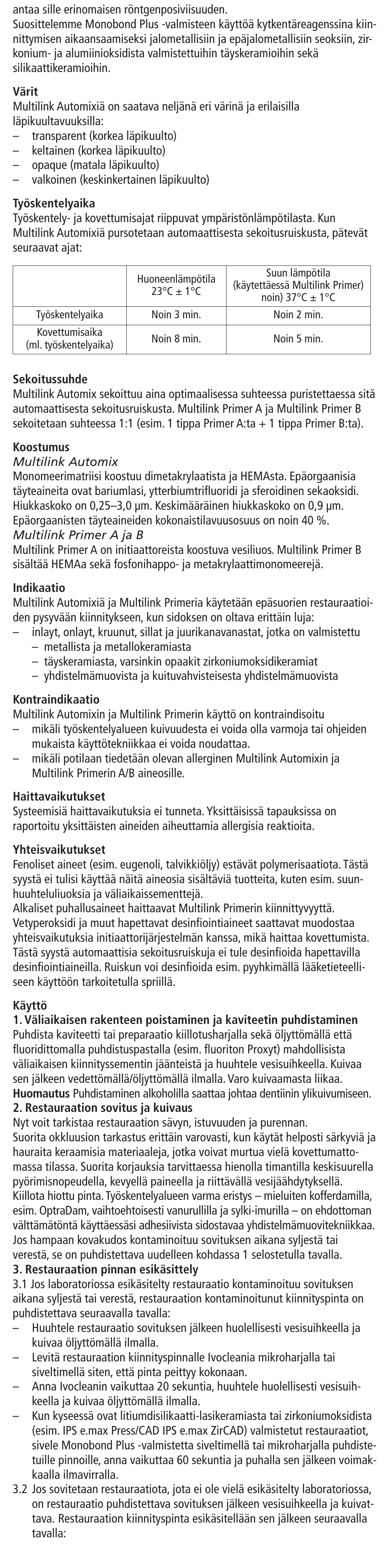 Suomi | Ivoclar Vivadent Multilink Automix User Manual | Page 24 / 48