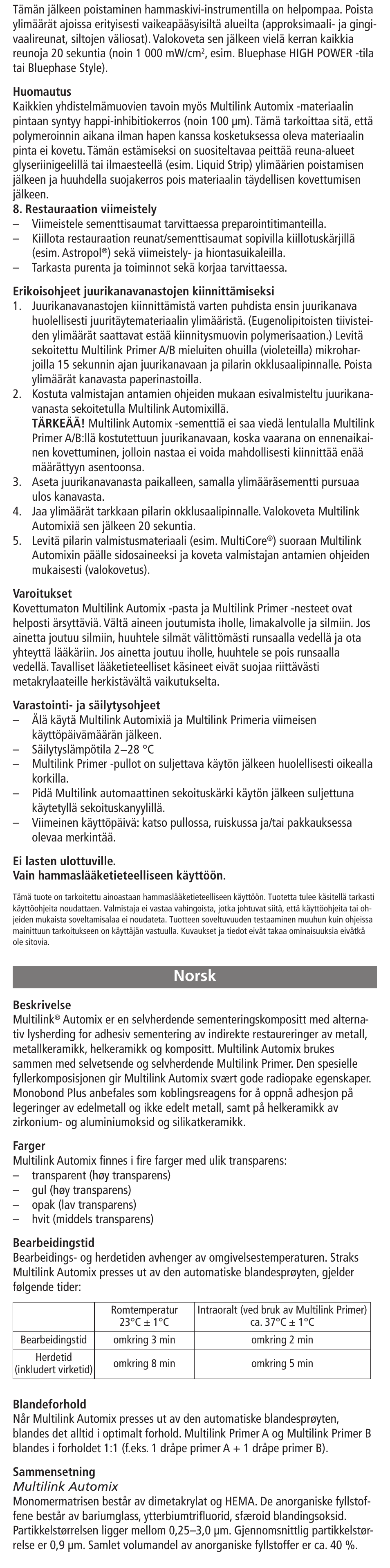 Norsk | Ivoclar Vivadent Multilink Automix User Manual | Page 26 / 48