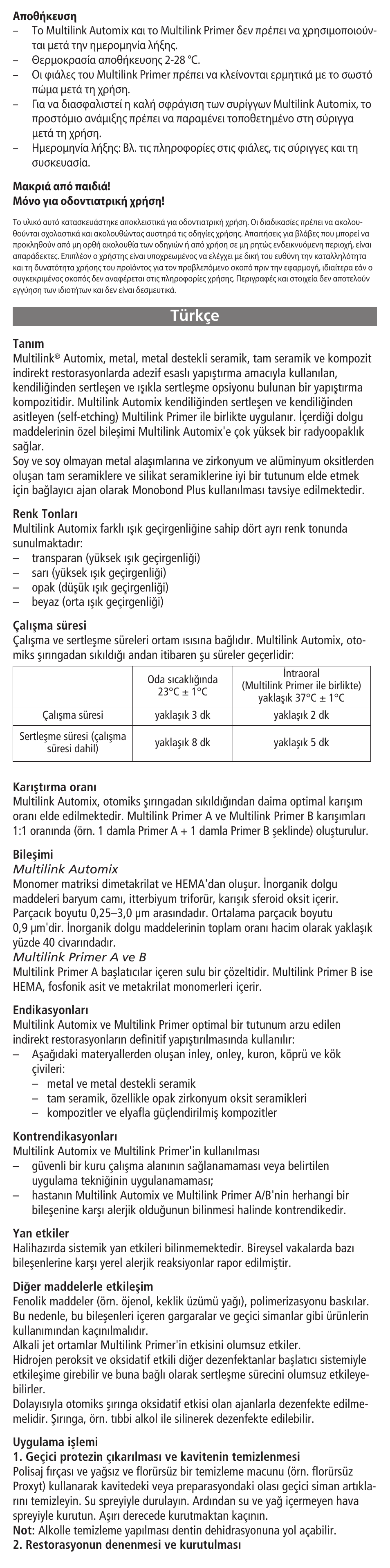 Türkçe | Ivoclar Vivadent Multilink Automix User Manual | Page 35 / 48