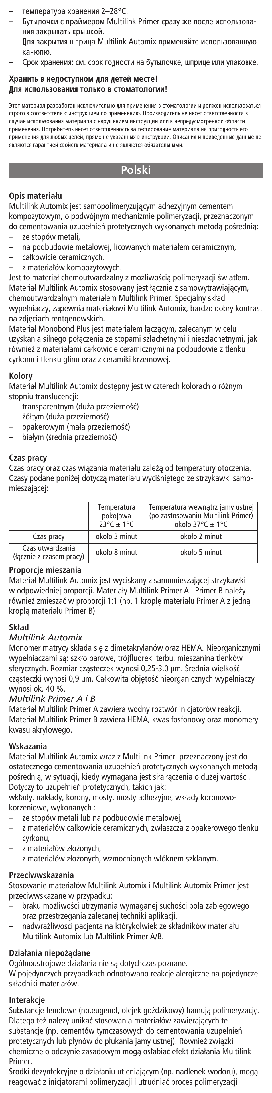 Polski | Ivoclar Vivadent Multilink Automix User Manual | Page 41 / 48