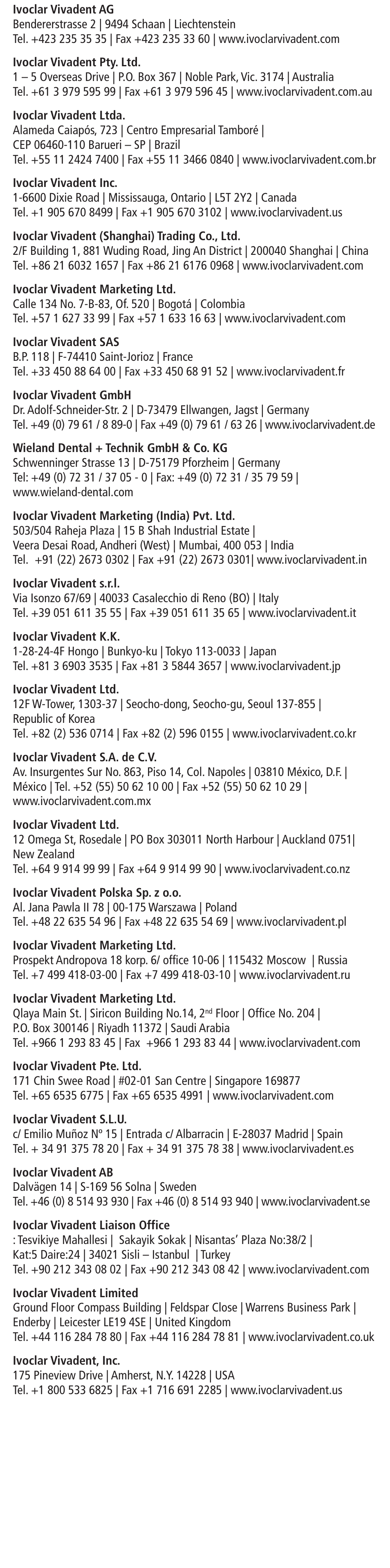 Ivoclar Vivadent Multilink Automix User Manual | Page 48 / 48