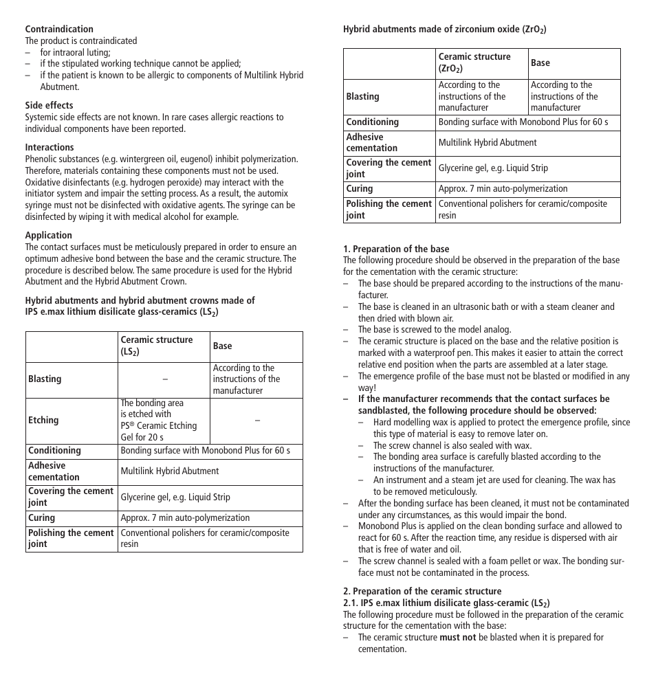 Ivoclar Vivadent Multilink Hybrid Abutment User Manual | Page 2 / 40