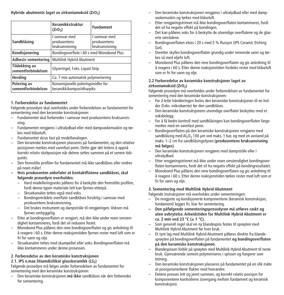 Ivoclar Vivadent Multilink Hybrid Abutment User Manual | Page 25 / 40