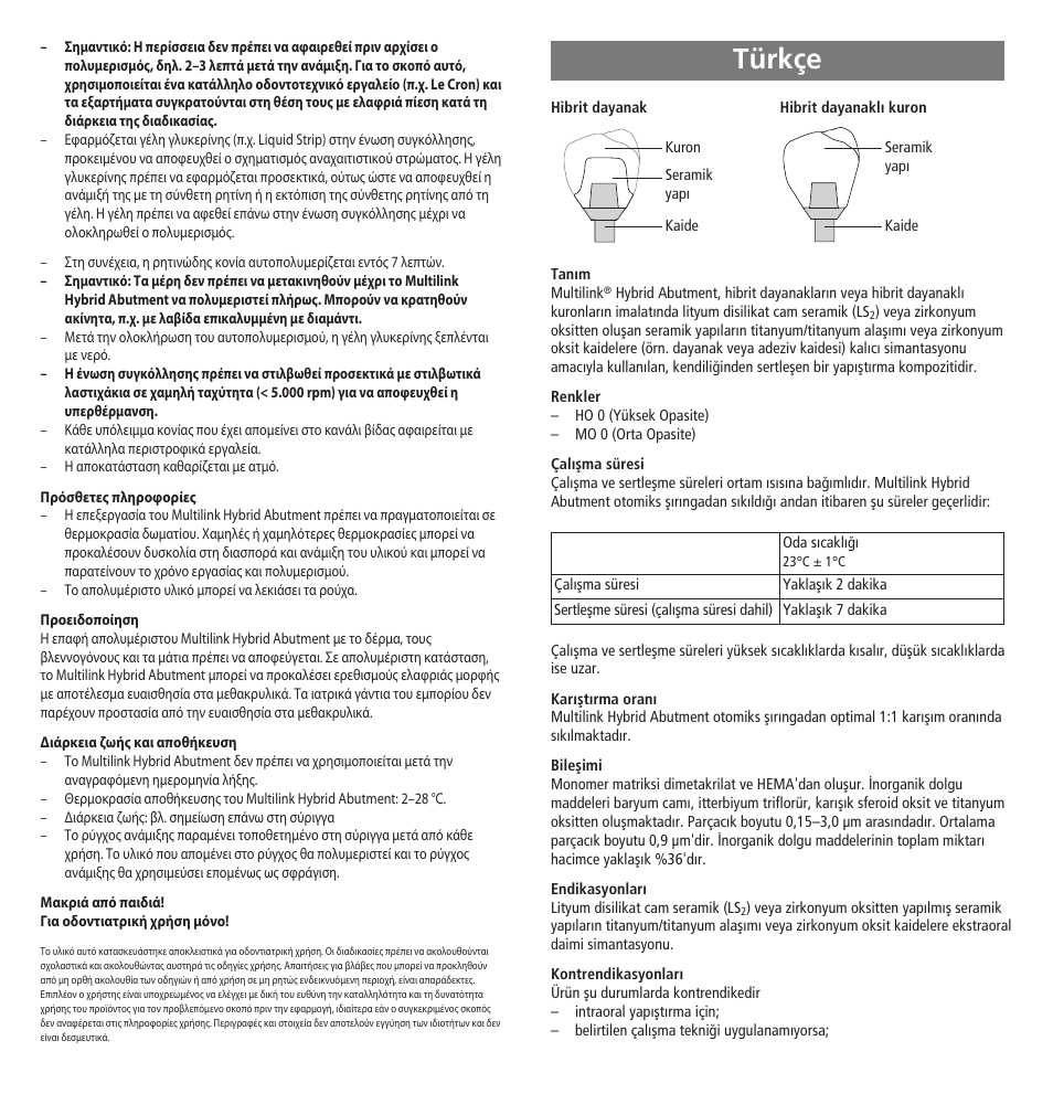 Türkçe | Ivoclar Vivadent Multilink Hybrid Abutment User Manual | Page 31 / 40