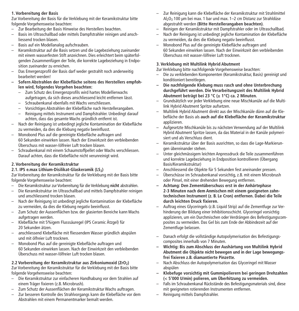 Ivoclar Vivadent Multilink Hybrid Abutment User Manual | Page 5 / 40