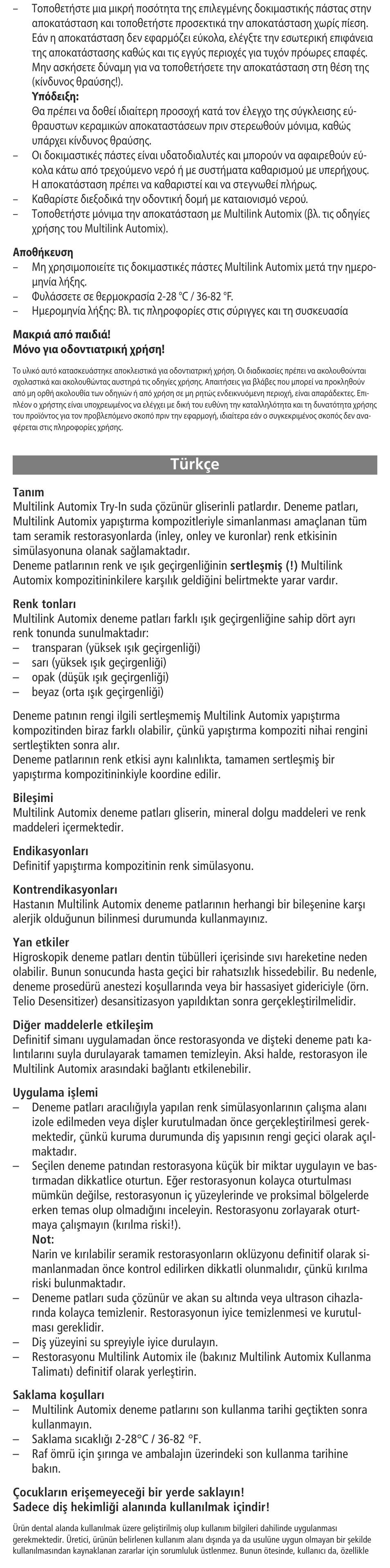 Türkçe | Ivoclar Vivadent Multilink Automix Try-In-Paste User Manual | Page 10 / 24