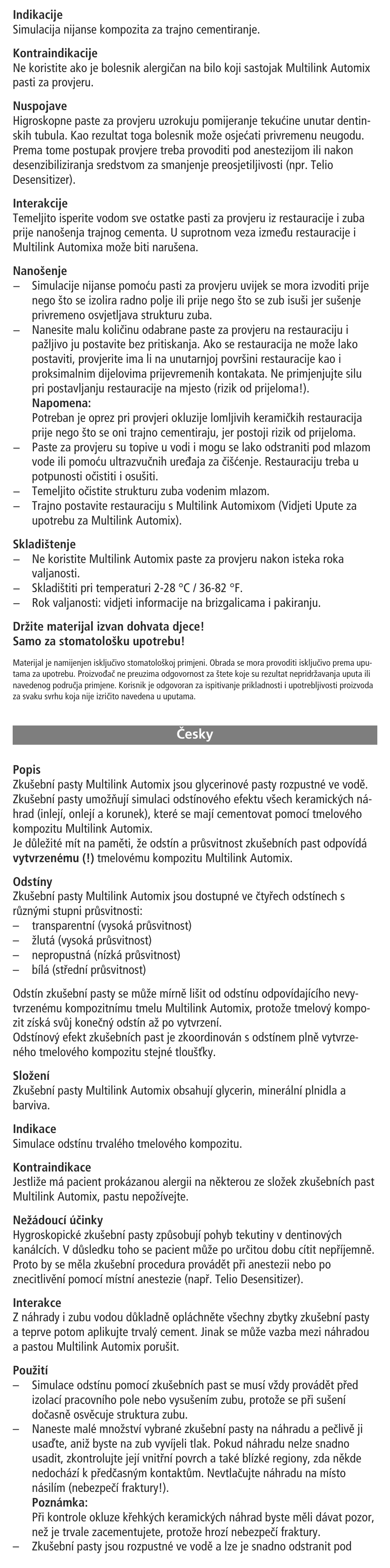 Cesky | Ivoclar Vivadent Multilink Automix Try-In-Paste User Manual | Page 12 / 24