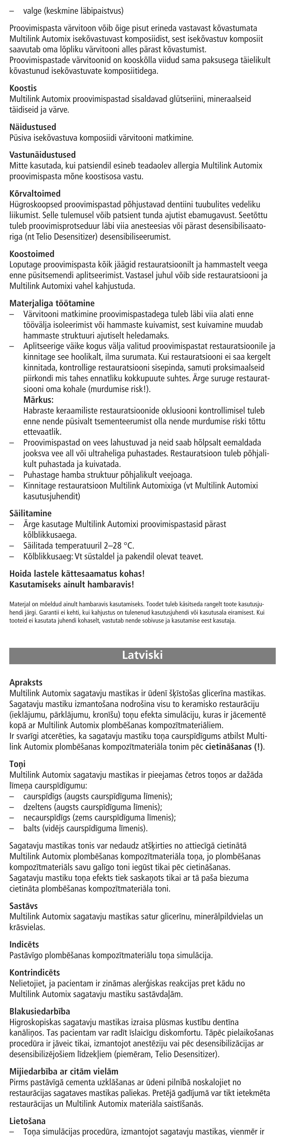 Latviski | Ivoclar Vivadent Multilink Automix Try-In-Paste User Manual | Page 21 / 24