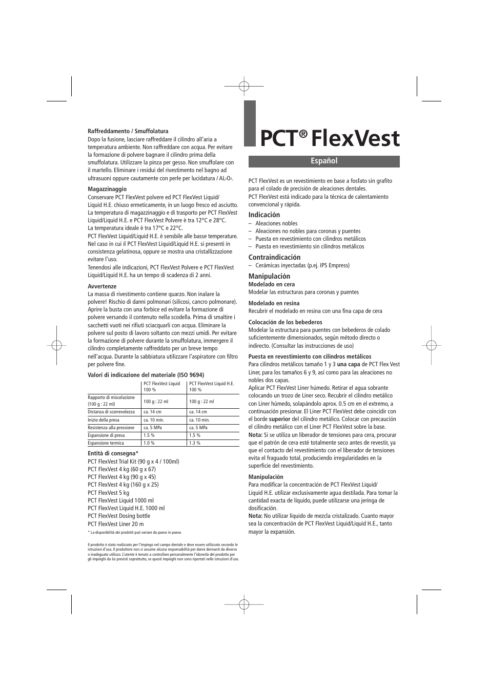 Español, Flexvest | Ivoclar Vivadent PCT FlexVest User Manual | Page 10 / 28