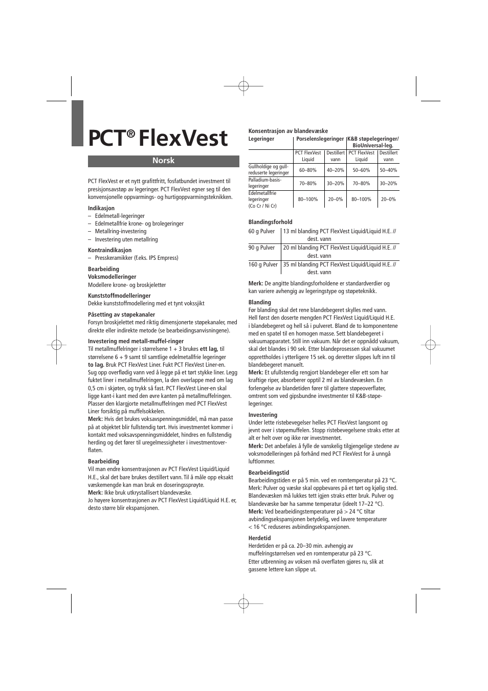 Norsk, Flexvest | Ivoclar Vivadent PCT FlexVest User Manual | Page 21 / 28