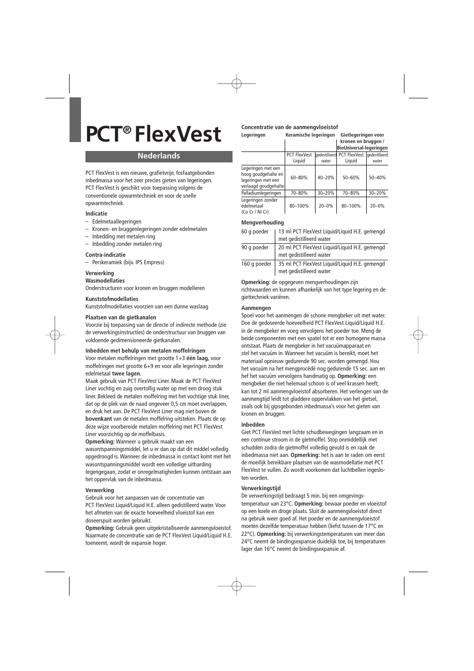 Nederlands, Flexvest | Ivoclar Vivadent PCT FlexVest User Manual | Page 23 / 28