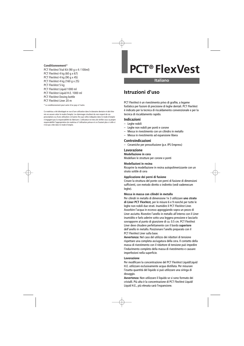 Italiano, Flexvest | Ivoclar Vivadent PCT FlexVest User Manual | Page 8 / 28