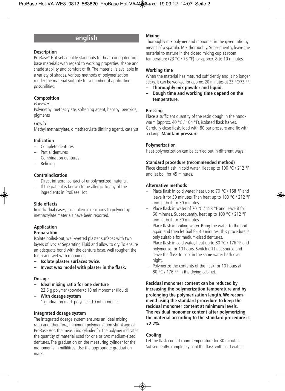 English | Ivoclar Vivadent ProBase Hot User Manual | Page 2 / 28
