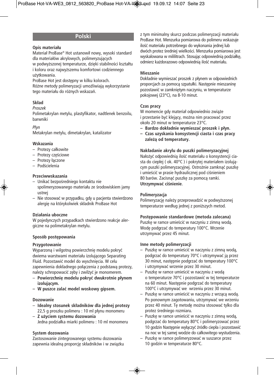 Polski | Ivoclar Vivadent ProBase Hot User Manual | Page 23 / 28