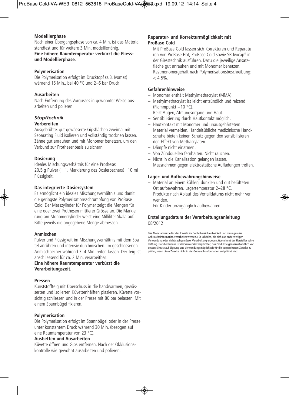 Ivoclar Vivadent ProBase Cold User Manual | Page 4 / 28