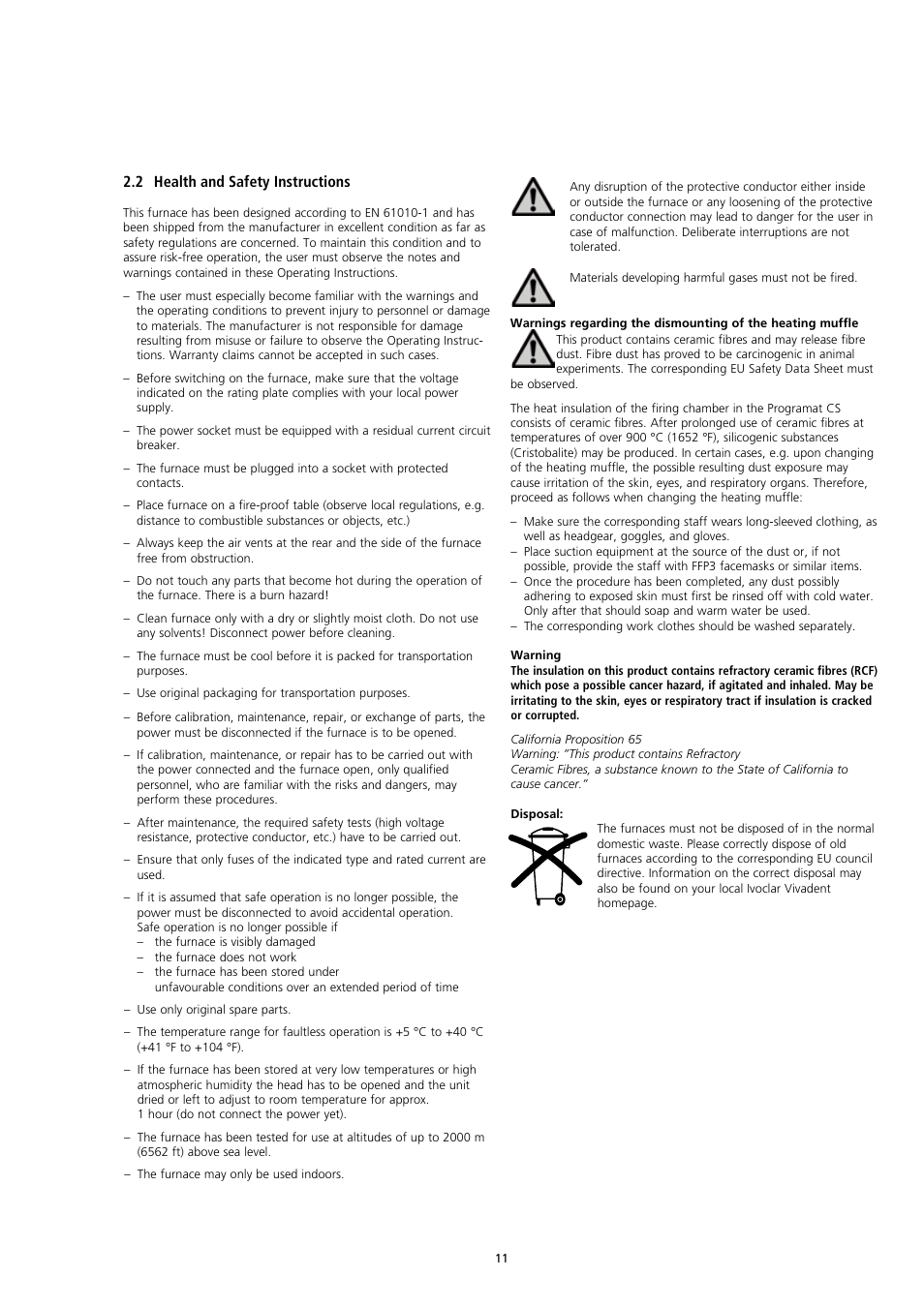 2 health and safety instructions | Ivoclar Vivadent CS User Manual | Page 11 / 32