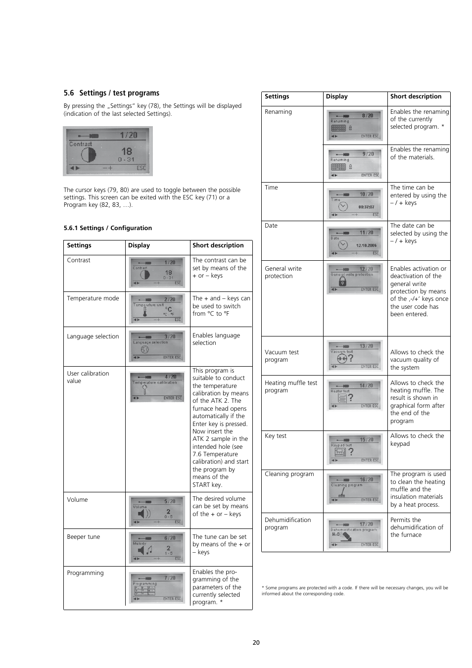 6 settings / test programs | Ivoclar Vivadent CS User Manual | Page 20 / 32