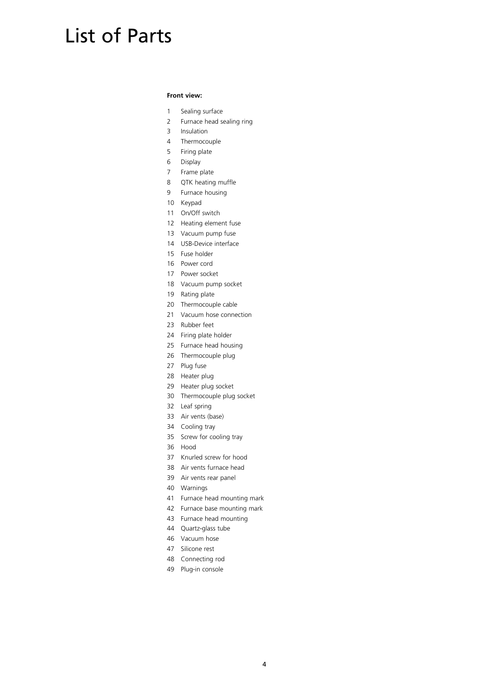 List of parts | Ivoclar Vivadent CS User Manual | Page 4 / 32
