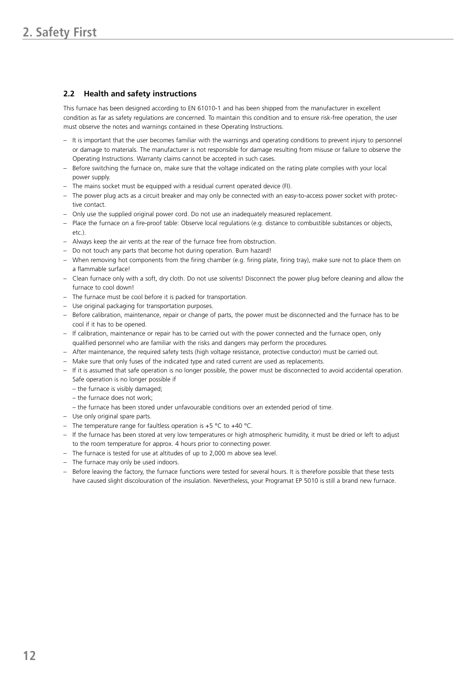 Safety first | Ivoclar Vivadent EP 5010 User Manual | Page 12 / 92