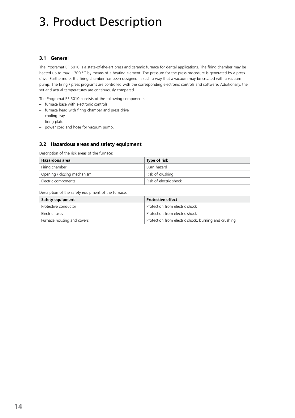 Product description | Ivoclar Vivadent EP 5010 User Manual | Page 14 / 92
