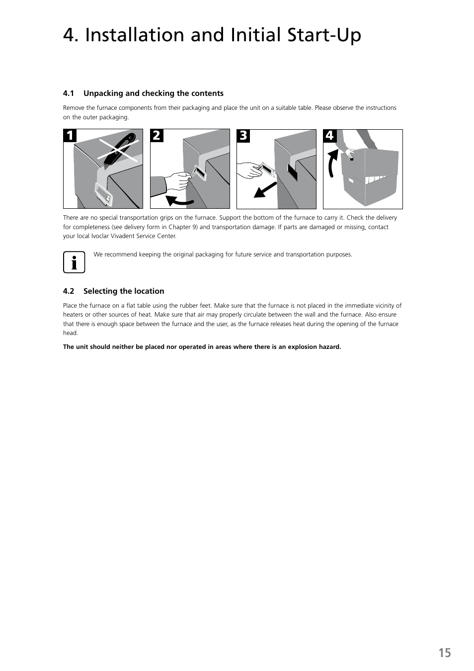 Installation and initial start-up | Ivoclar Vivadent EP 5010 User Manual | Page 15 / 92